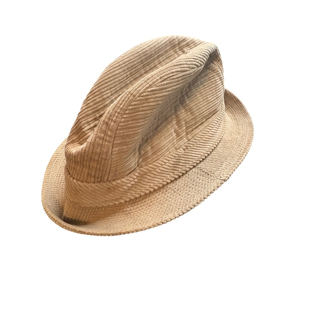 Country Gentleman Travler Tan Corduroy Fedora Hat Made in USA Size 7 1/8 57cm